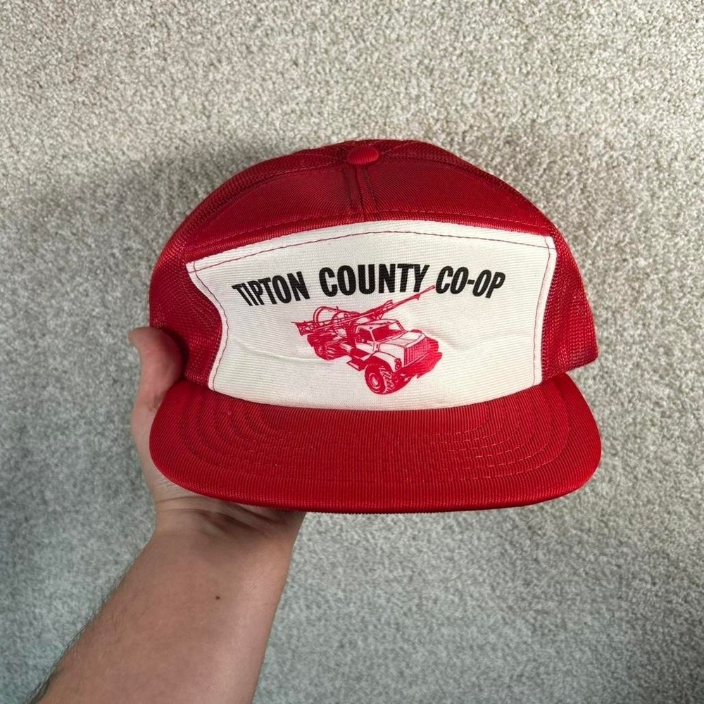Vintage 80s white and red foam co-op truck trucker SnapBack hat cap youngan